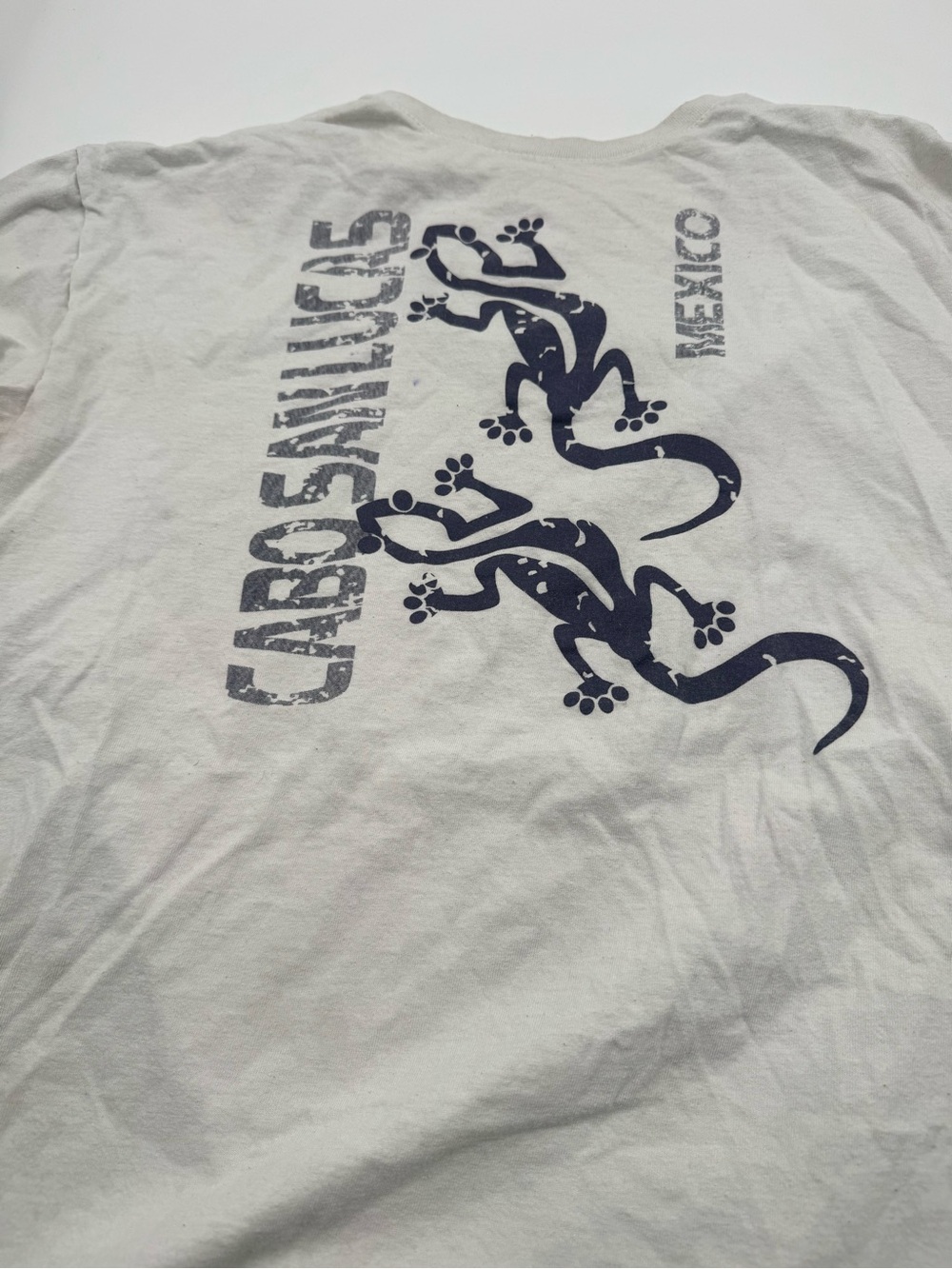 Mexico White T-Shirt with Navy Gecko Design